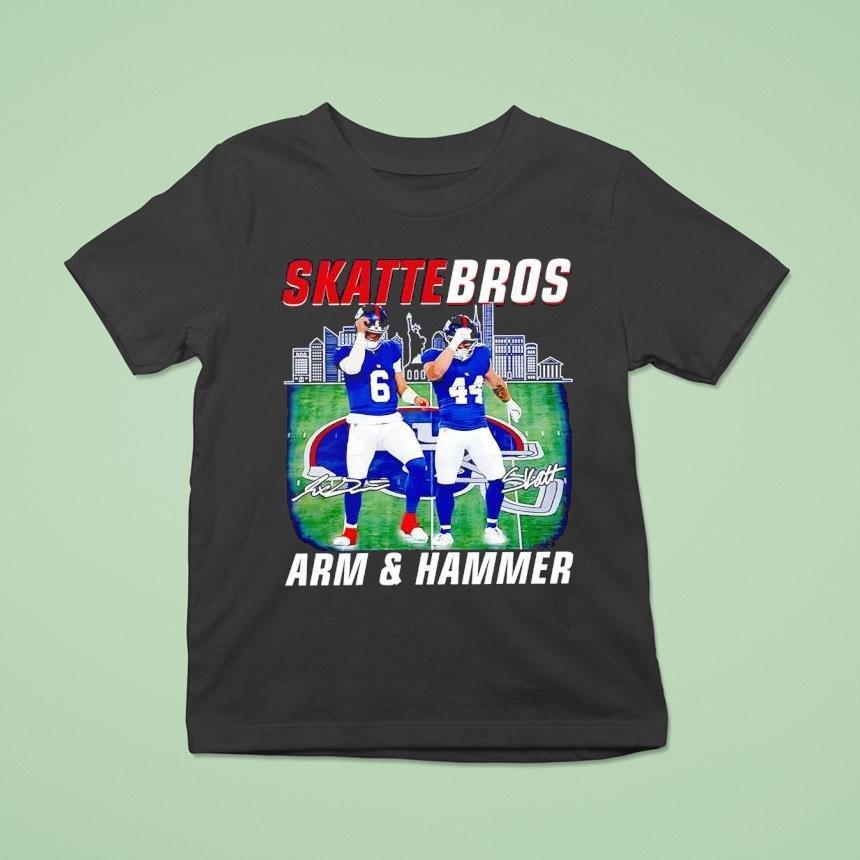 Dart And Skattebo Skattebros Arm And Hammer New York Giants Football Signatures Shirt