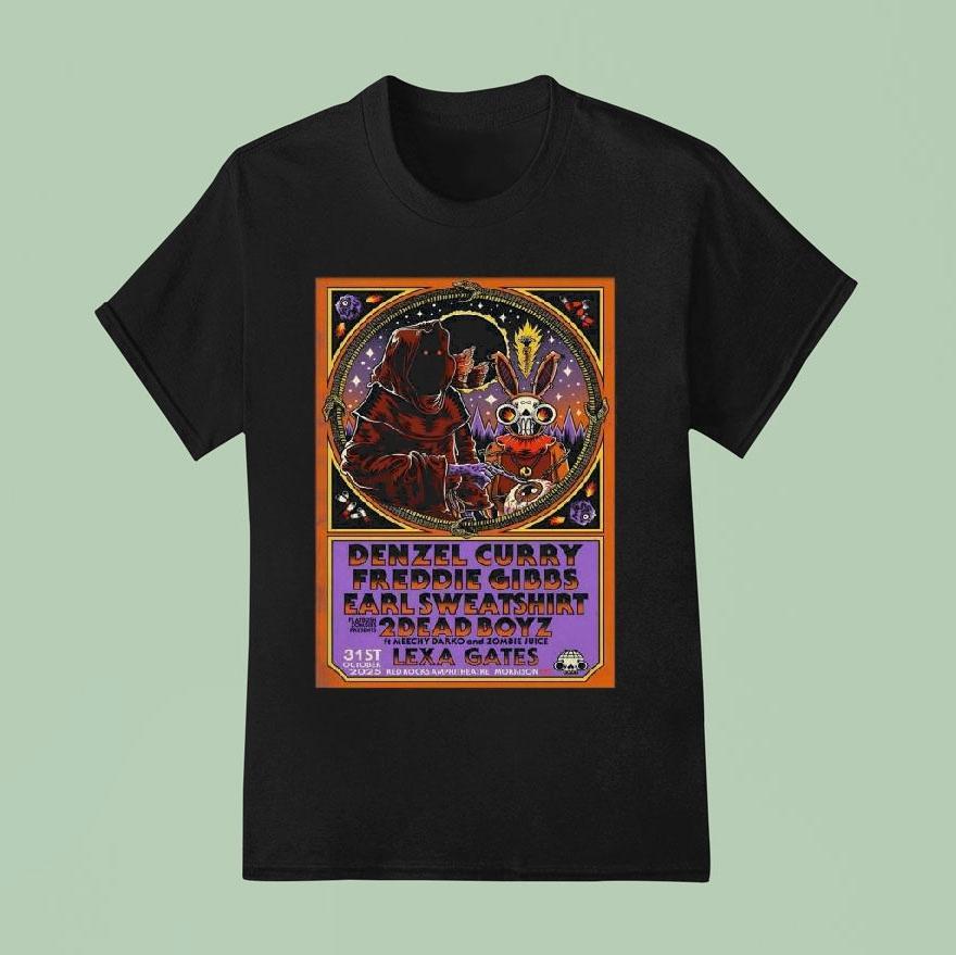 Denzel Curry And Freddie Gibbs With Earl October 31 2025 Red Rocks Amphitheatre In Morrison Co Shirt