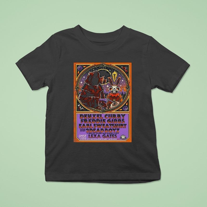 Denzel Curry And Freddie Gibbs With Earl October 31 2025 Red Rocks Amphitheatre In Morrison Co Shirt
