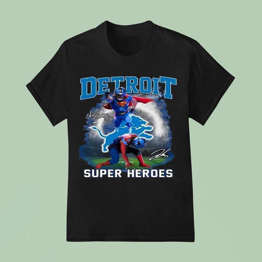 Detroit Lions Super Heroes Signatures Shirt
