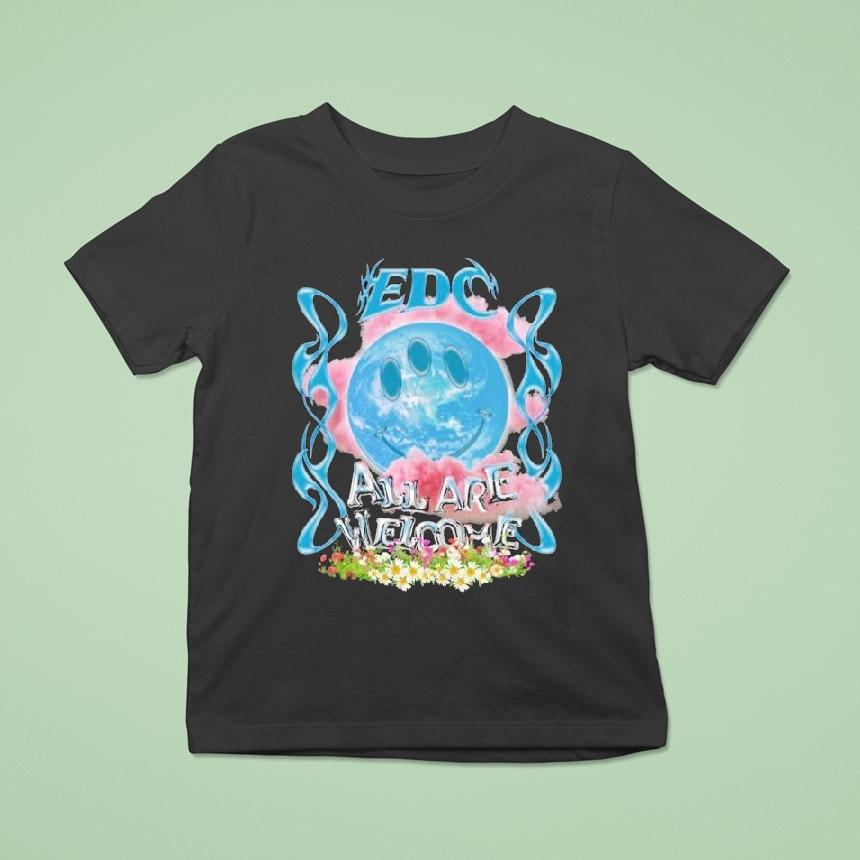 Edc All Are Welcome Smiley Earth Shirt
