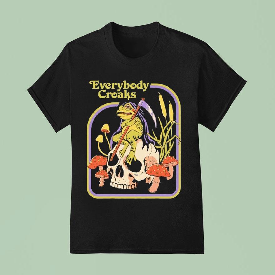 Everybody Croaks Frog And Skull Shirt