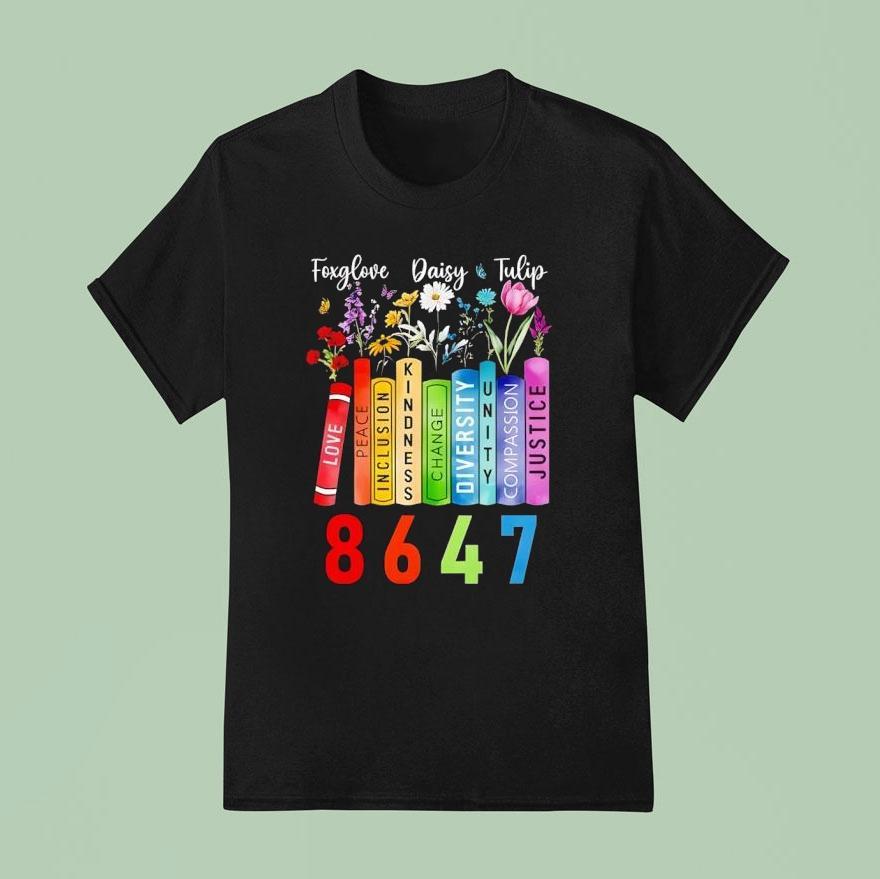 Floral Foxglove Daisy Tulip 8647 Book Lover Shirt