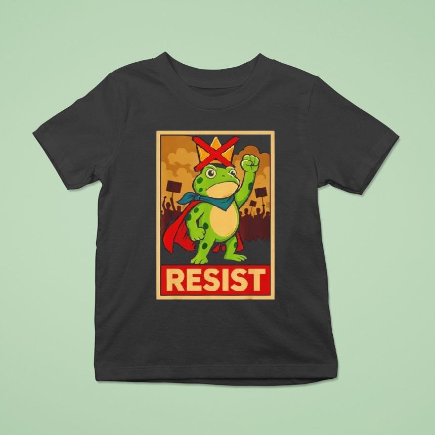 Funny Portland Frog Hop Protest Resist Frog No Kings Toad Shirt