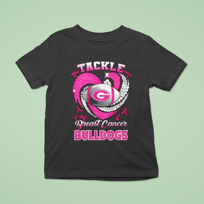 Georgia Bulldogs Tide Breast Cancer Awareness Tackle Heart Shirt
