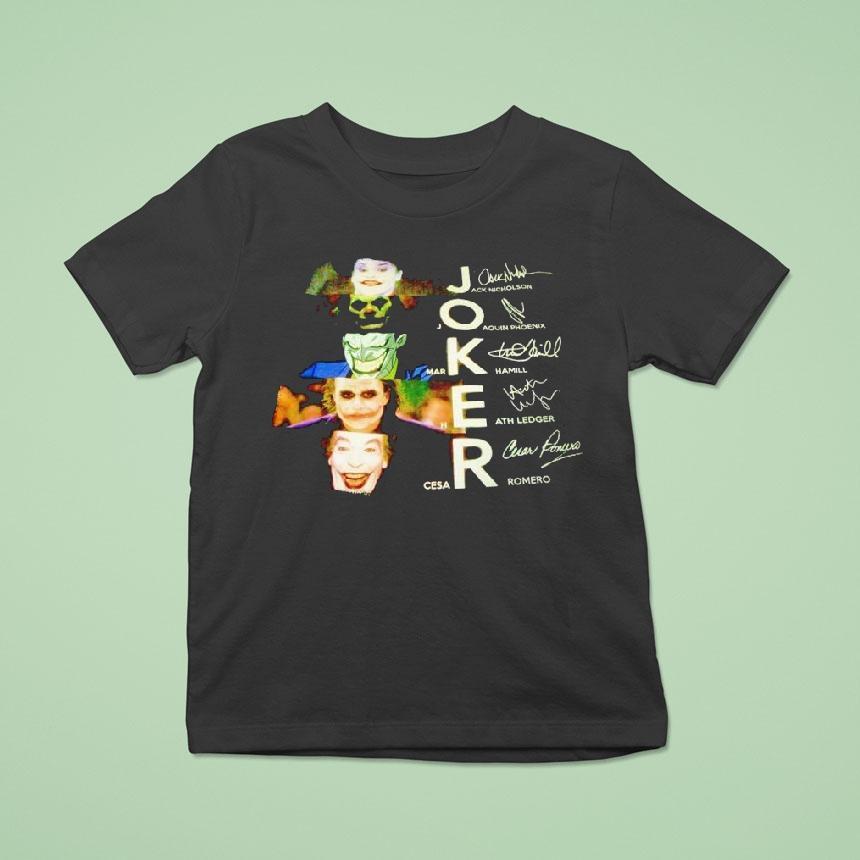 Joker Jack Nicholson Joaquin Phoenix Markhanmill Heath Ledger Cesar Romero Signatures Shirt