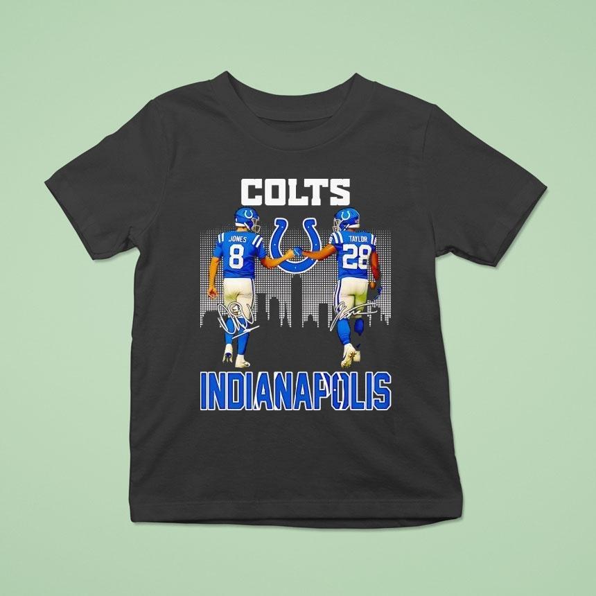 Jonathan Taylor And Daniel Jones Indianapolis Colts Football City Skyline Signature Shirt