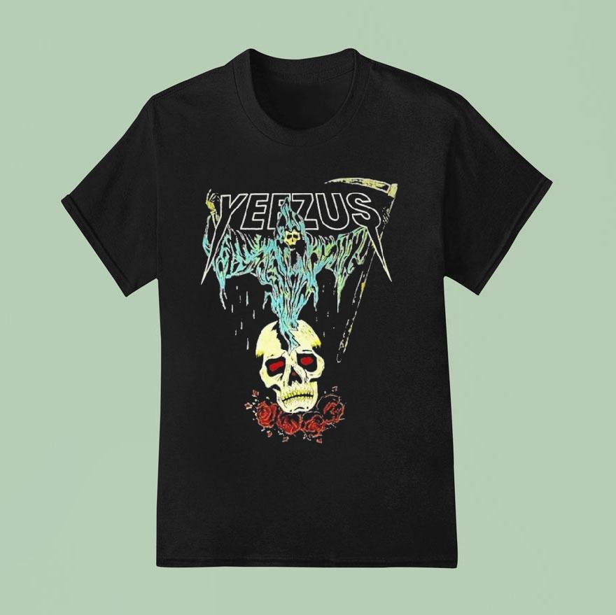 Kanye West Ye Yeezus Grim Reaper Skull And Roses Shirt