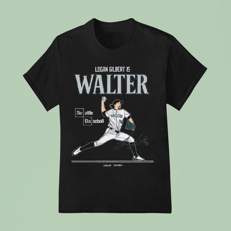 Logan Gilbert Is Walter Seattle Mariners Baseball Mlb Slash Line Signature Shirt