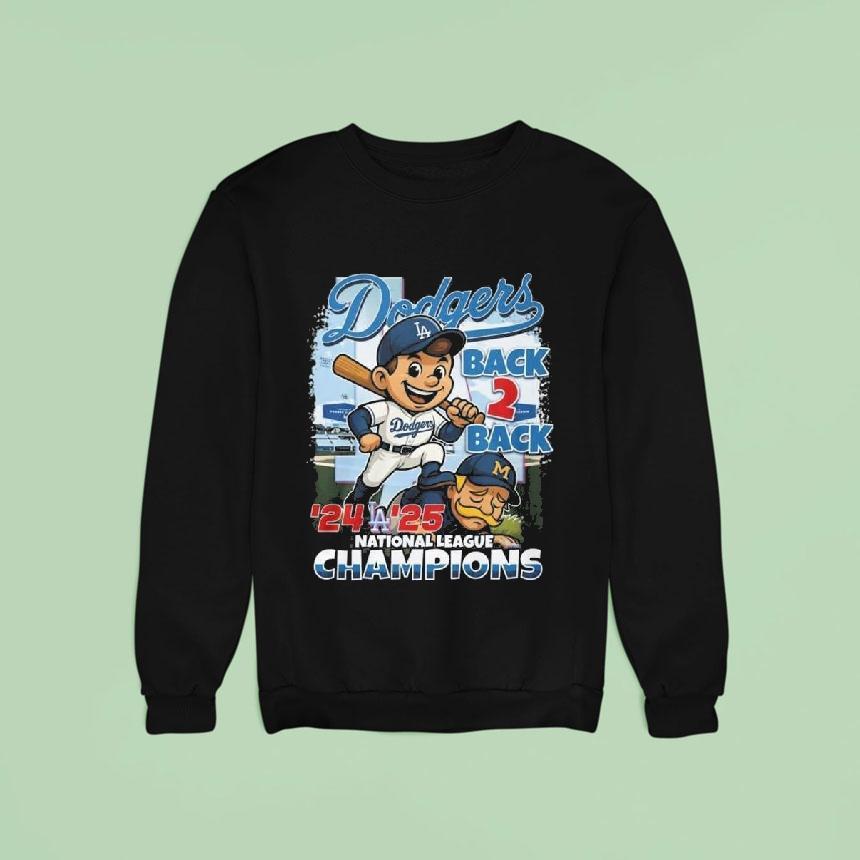 Los Angeles Dodgers 2025 National League Champions Back 2 Back Mascot 24-25 Shirt Los Angeles Dodgers 2025 National League Champions Back 2 Back Mascot 24-25 Shirt
