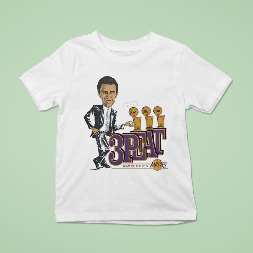 Los Angeles Lakers Pat Riley 3 Peat Team Of The 80’s Signature Shirt