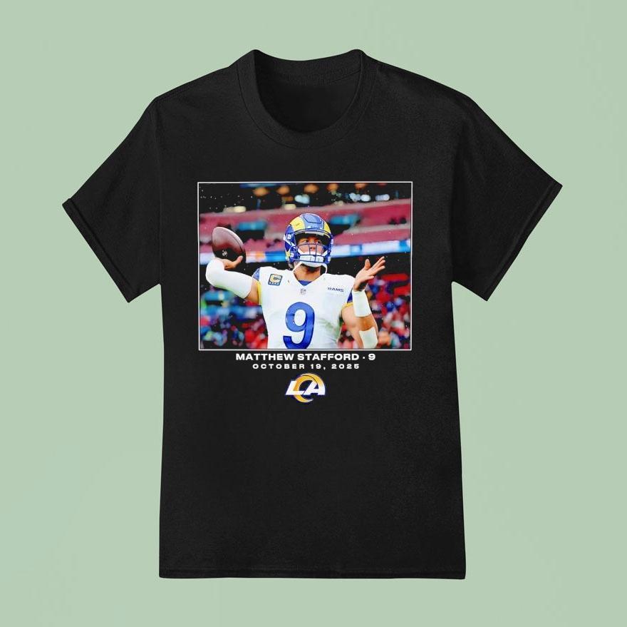 Matthew Stafford 9 Los Angeles Rams Nfl October 19 2025 Logo Shirt