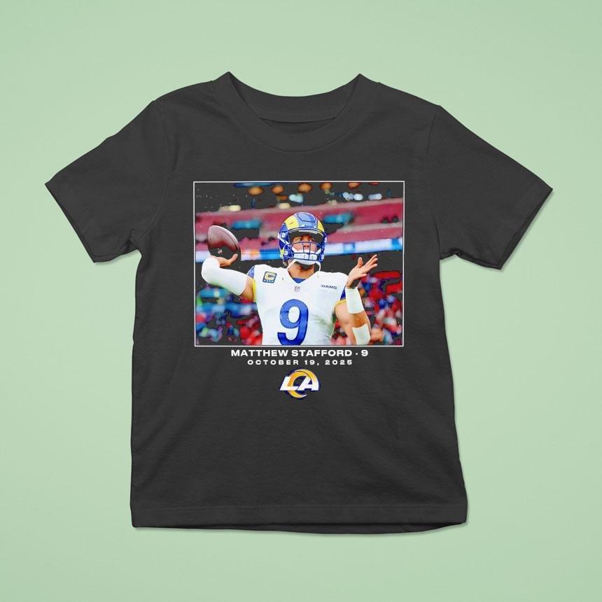 Matthew Stafford 9 Los Angeles Rams Nfl October 19 2025 Logo Shirt