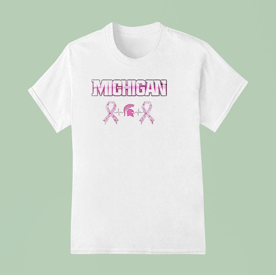 Michigan State Spartans Breast Cancer Awareness Month 2025 Logo Shirt