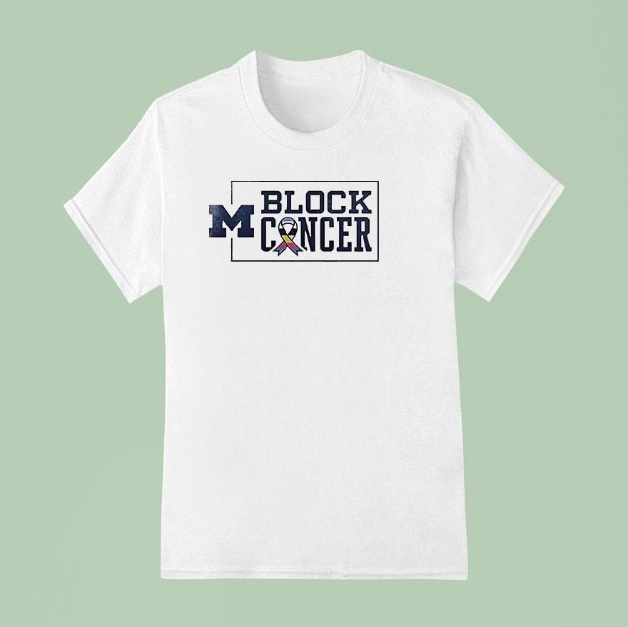 Michigan Wolverines Block Cancer Football Awareness Logo Shirt