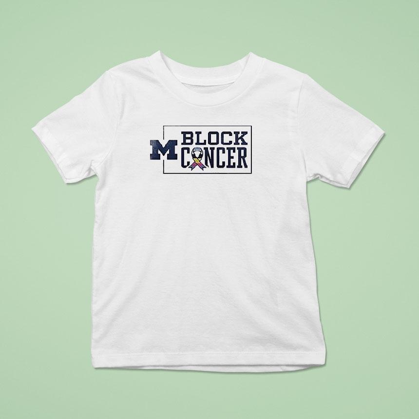 Michigan Wolverines Block Cancer Football Awareness Logo Shirt