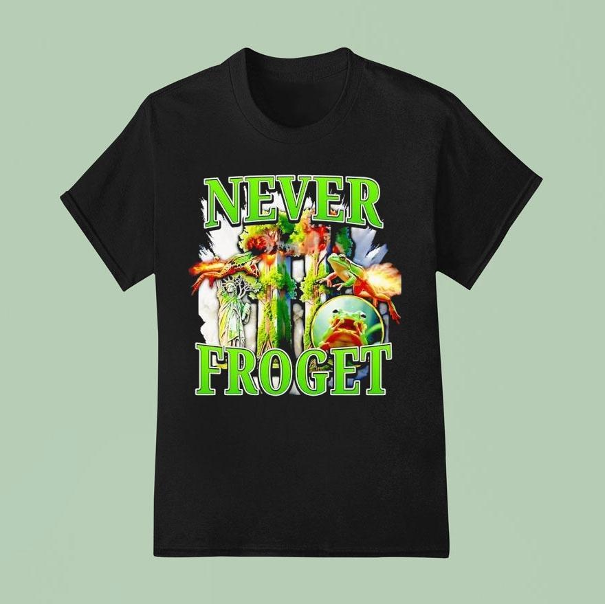 Never Froget Statue Of Liberty Frog Twin Towers Shirt