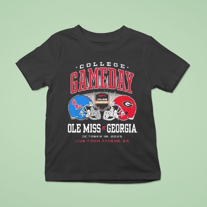 Ole Miss Rebels Vs Georgia Bulldogs 2025 College Gameday On October 18 2025 Helmet Shirt