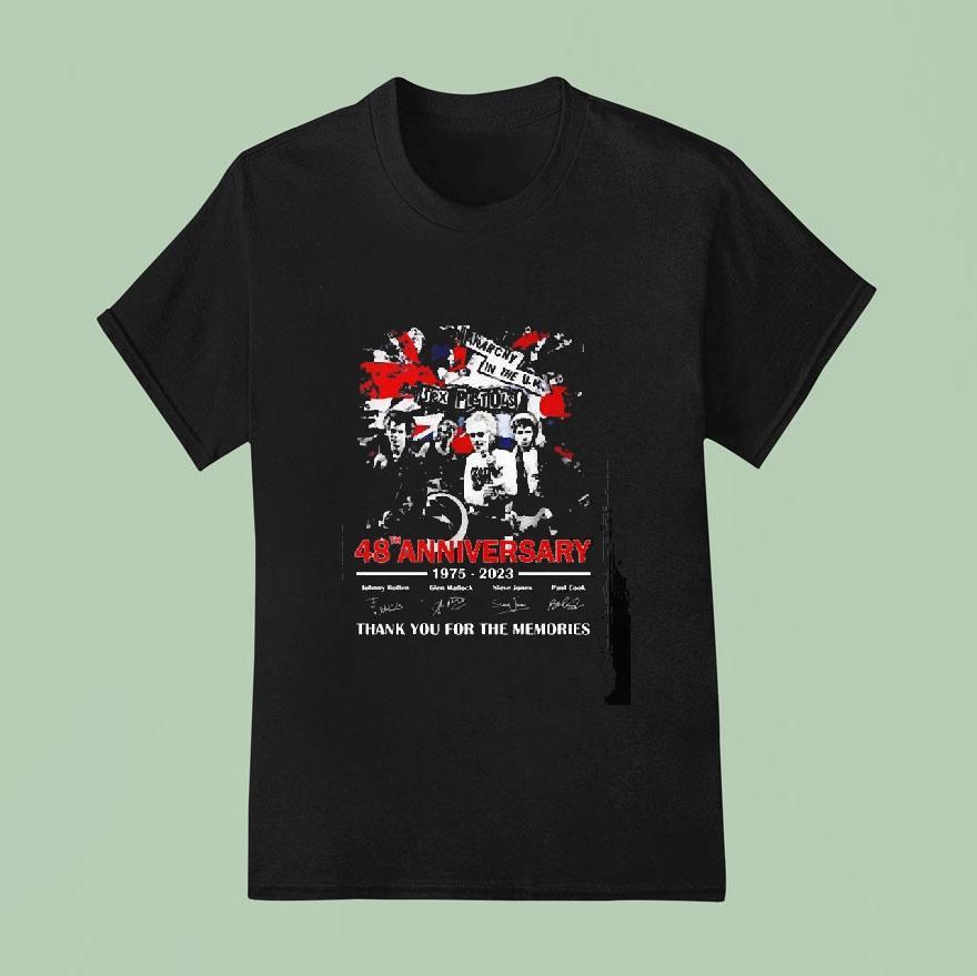 Original 48th Anniversary 1975 – 2023 Sex Pistols Thank You For The Memories Signatures Shirt