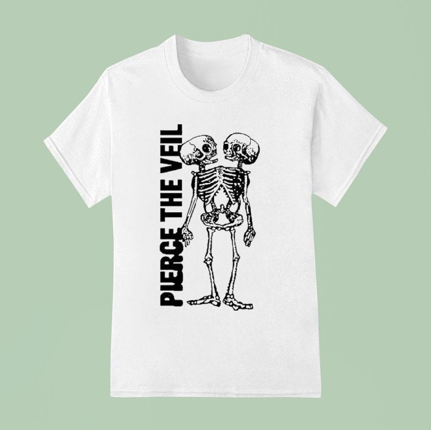 Pierce The Veil Tan Conjoined Skeleton Shirt