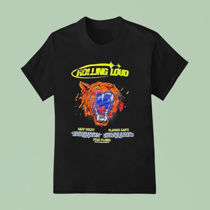 Rolling Loud Music Festival Asap Rocky Playboi Carti Peso Pluma Tiger Roar Shirt