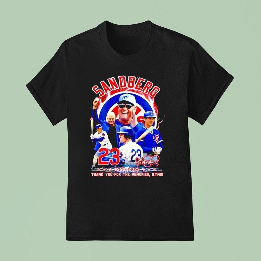 Ryne Sandberg 23 Chicago Cubs 1959 2025 Thank You For The Memories Signature Shirt