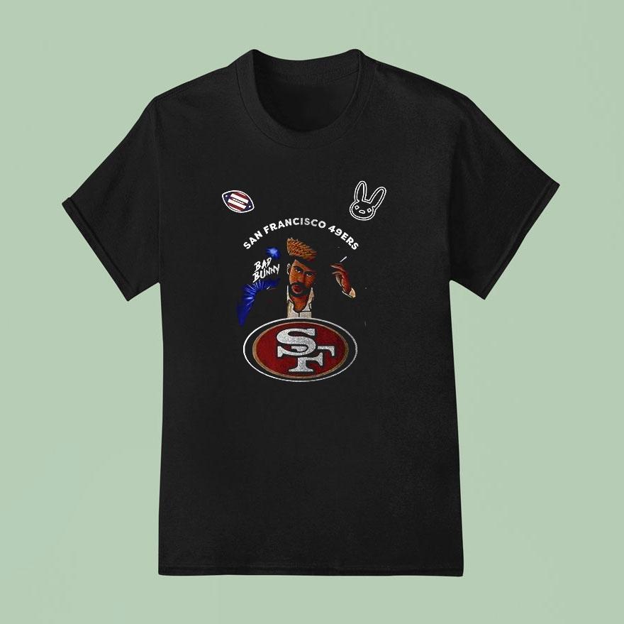 San Francisco 49ers Super Bowl X Bad Bunny Benito Portrait Art Signature Shirt