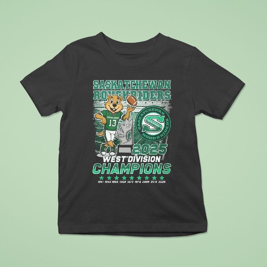 Saskatchewan Roughriders Mascot 2025 West Division Champions 1951-2025 Shirt