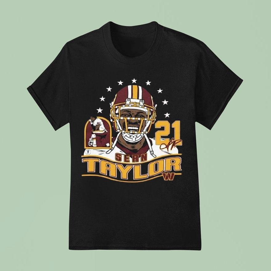 Sean Taylor Burgundy Washington Commanders Retired Player Classic Caricature Shirt