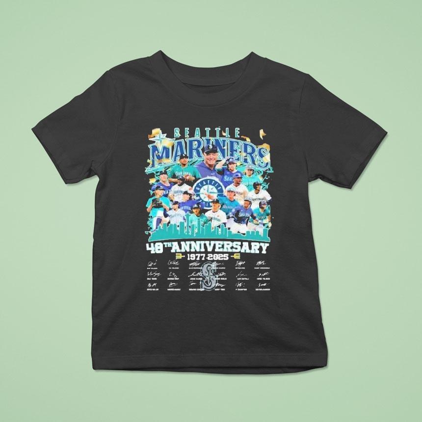 Seattle Mariners 48th Anniversary 1977-2025 Team Players Signatures Shirt