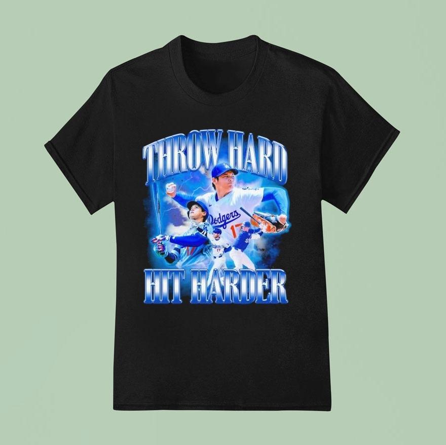 Shohei Ohtani Throw Hard Hit Harder Far Shirt