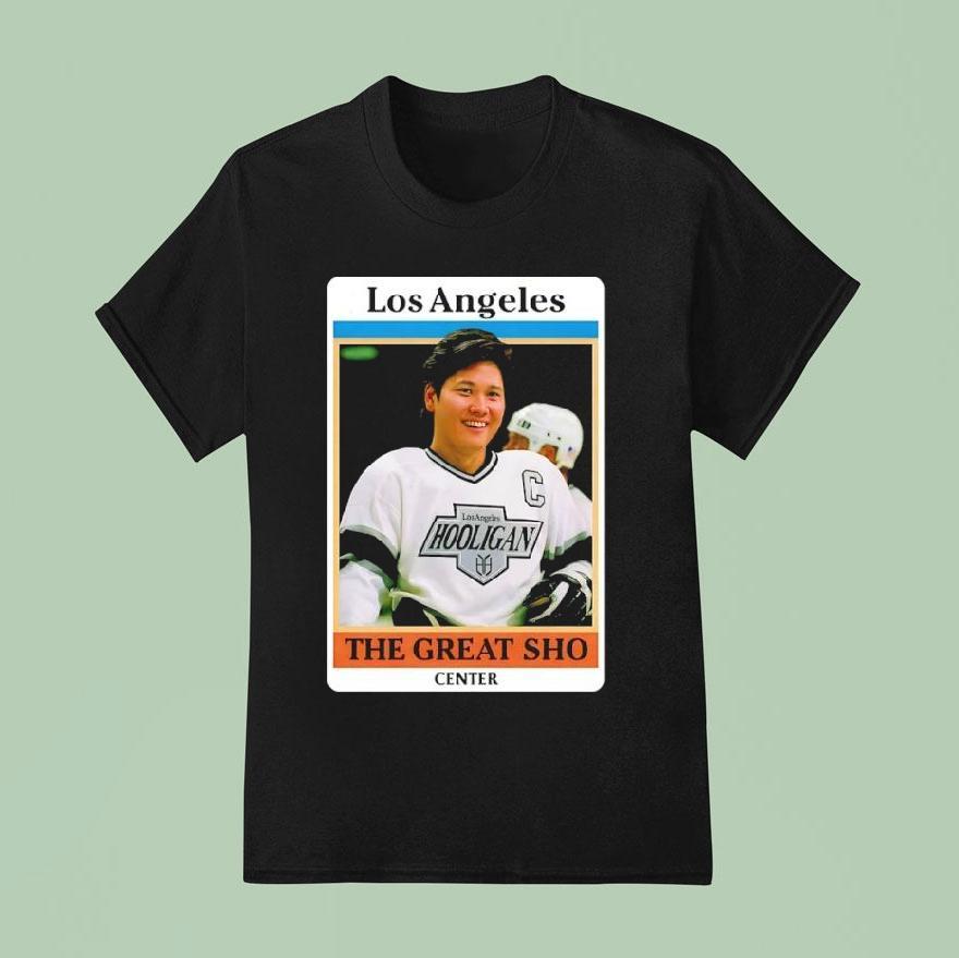 Shohei Ohtani’s Face Wayne Gretzky Los Angeles Hooligan Los Angeles Kings Center Shirt