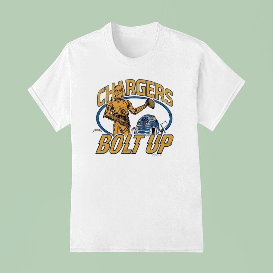 Star Wars X Los Angeles Chargers C-3po And R2-d2 Bolt Up Shirt