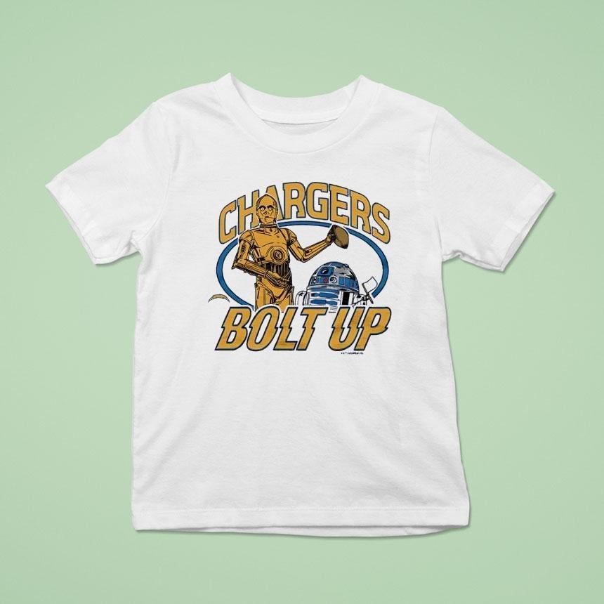 Star Wars X Los Angeles Chargers C-3po And R2-d2 Bolt Up Shirt