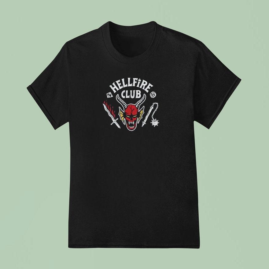 Stranger Things 4 Hellfire Club Skull & Weapons Shirt