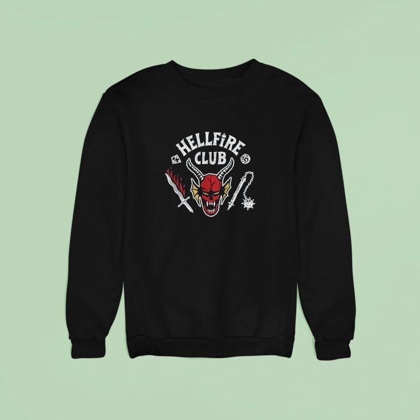 Stranger Things 4 Hellfire Club Skull & Weapons Shirt Stranger Things 4 Hellfire Club Skull & Weapons Shirt
