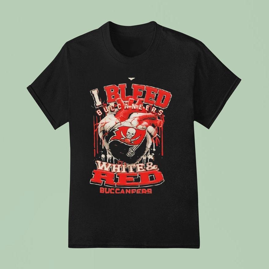 Tampa Bay Buccaneers I Bleed Buccaneers White Red Logo Shirt