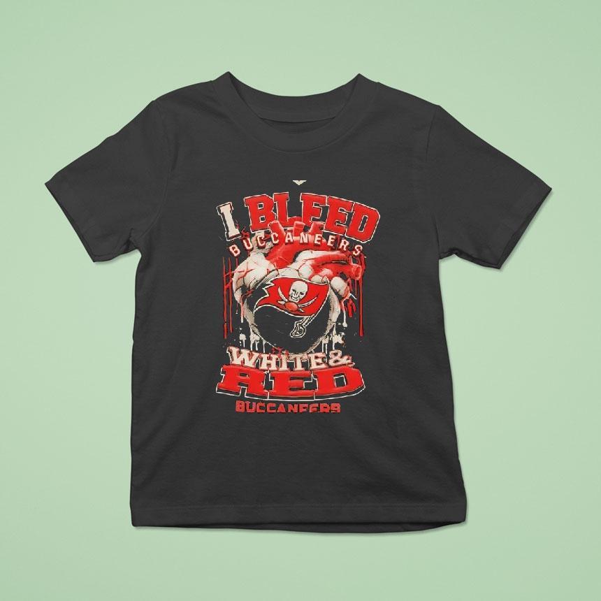 Tampa Bay Buccaneers I Bleed Buccaneers White Red Logo Shirt