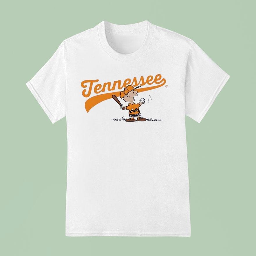 Tennessee Volunrs Football Peanuts X Ut Charlie Brown Baseball Shirt