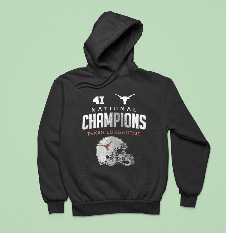 Texas Longhorns Commemorative Football 4x National Champions Hook'em Horns Helmet Shirt Texas Longhorns Commemorative Football 4x National Champions Hook'em Horns Helmet Shirt