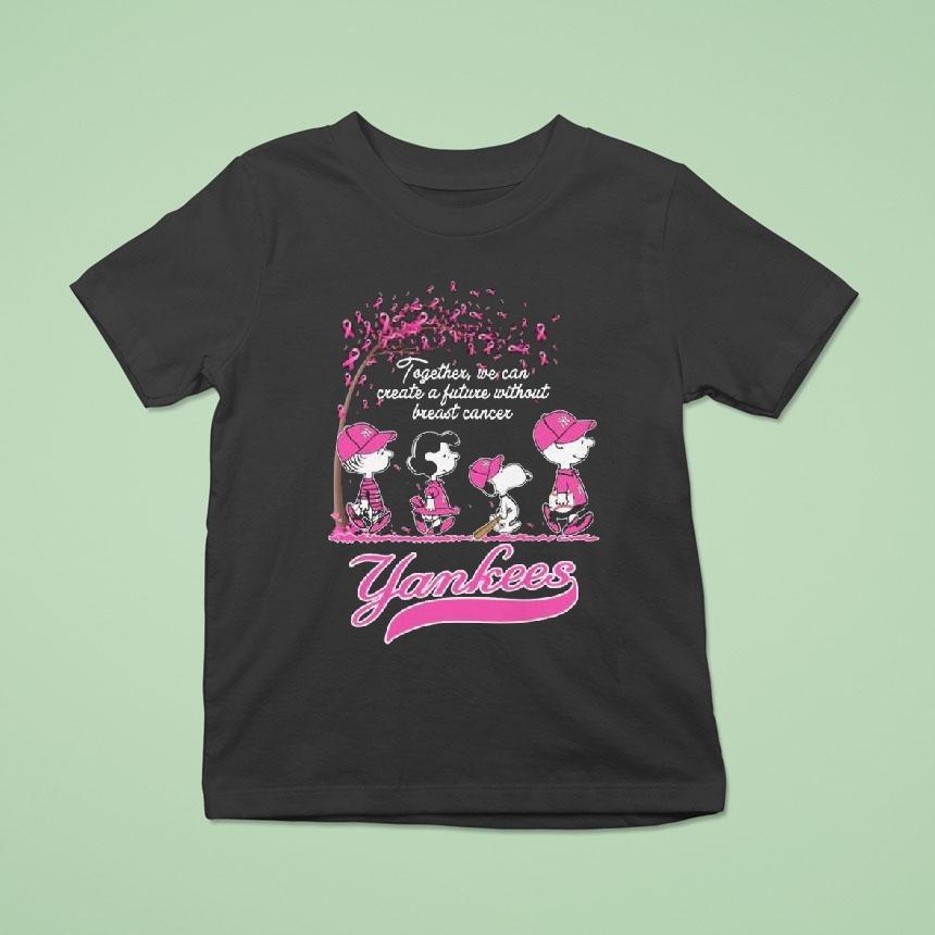 The Peanuts Walking New York Yankees Together We Can Create A Future Without Breast Cancer 2025 Shirt