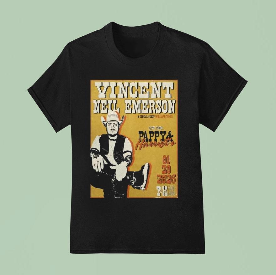 Vincent Neil Emerson Jan 20, 2026 Pappy Harriet’s In Pioneertown Ca Shirt