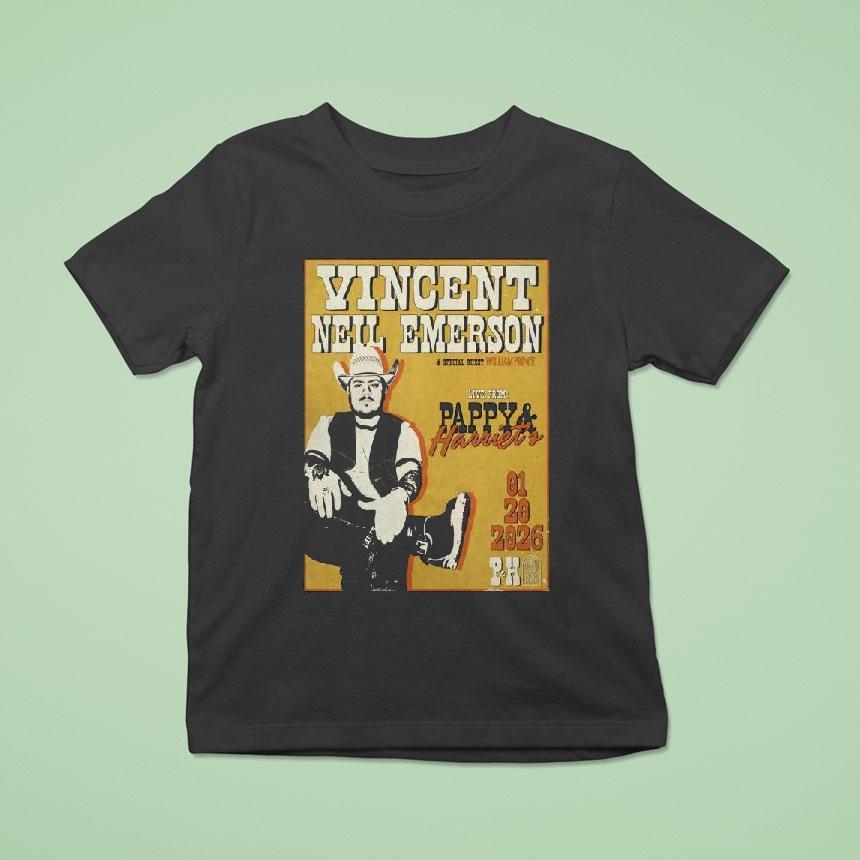 Vincent Neil Emerson Jan 20, 2026 Pappy Harriet’s In Pioneertown Ca Shirt
