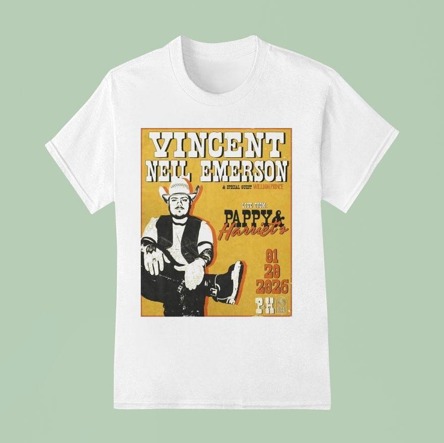 Vincent Neil Emerson Pappy Harriet’s In Pioneertown Ca Jan 20 2026 Tour Shirt