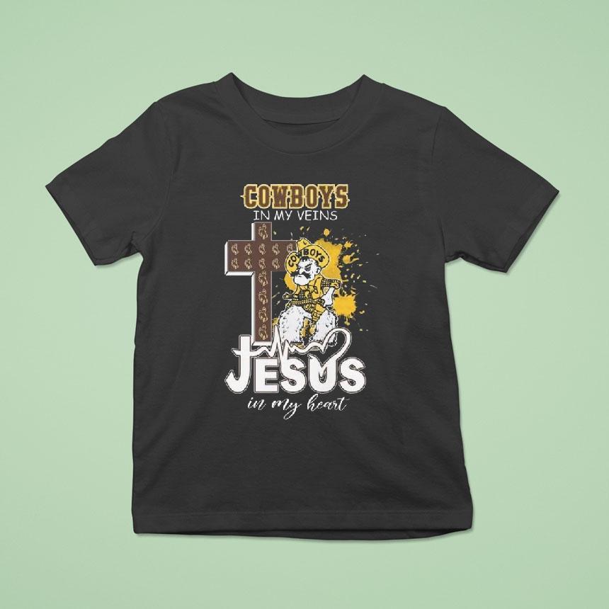 Wyoming Cowboys Mascot In My Veins Jesus In My Heart 2025 Shirt