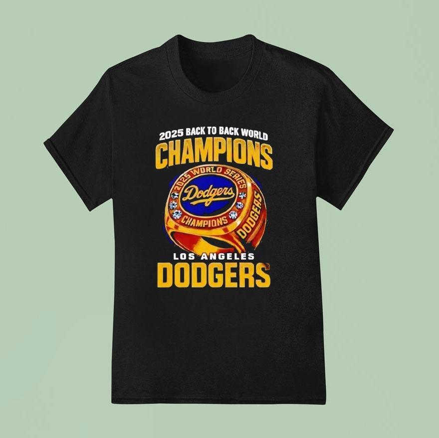 2025 Back To Back World Champions Los Angeles Dodgers Ring Gold Shirt