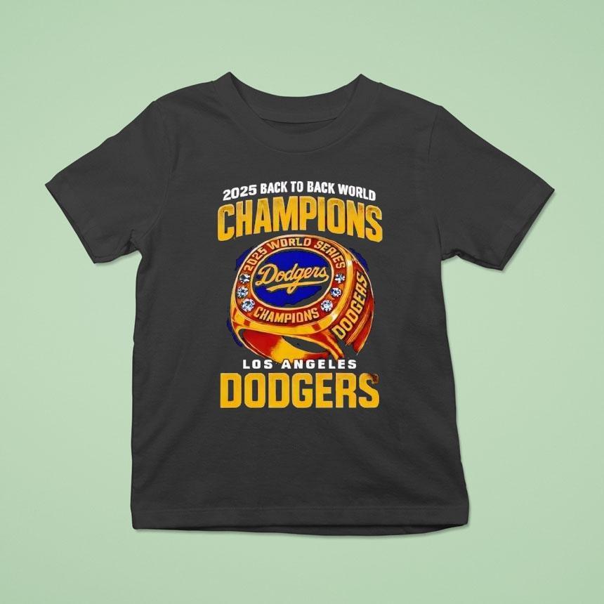 2025 Back To Back World Champions Los Angeles Dodgers Ring Gold Shirt