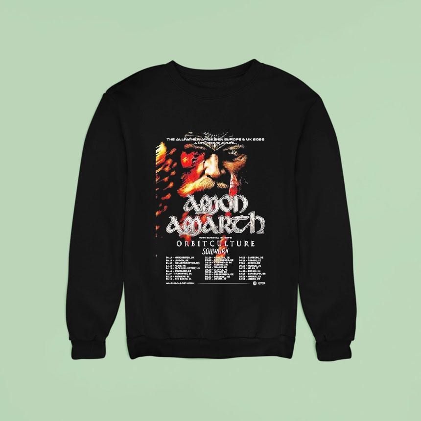 Amon Amarth The Allfather Awakens Europe And Uk 2026 Tour Dates Awaits Shirt Amon Amarth The Allfather Awakens Europe And Uk 2026 Tour Dates Awaits Shirt