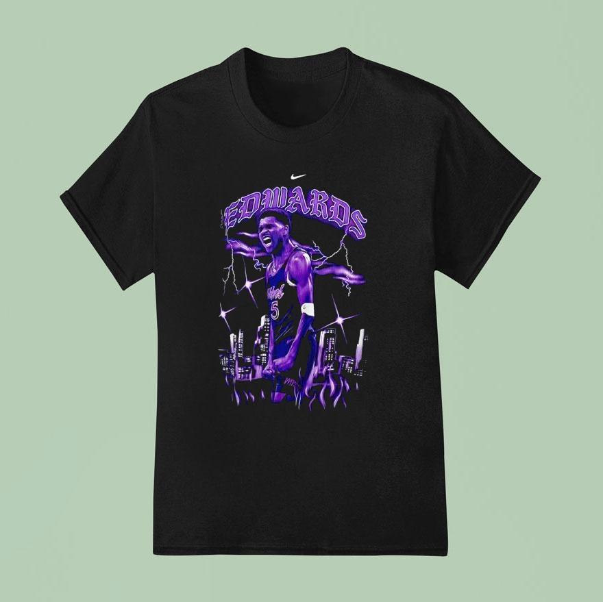 Anthony Edwards Minnesota Timberwolves City Skyline Lightning Shirt
