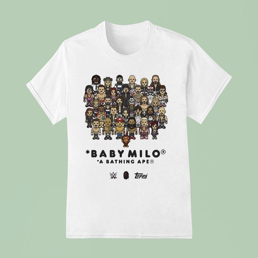 Baby Milo A Bathing Ape Is Ready To Rumble Wwe X Bape X Topps Celebration Of Wwe Survivor Series 2025 Shirt